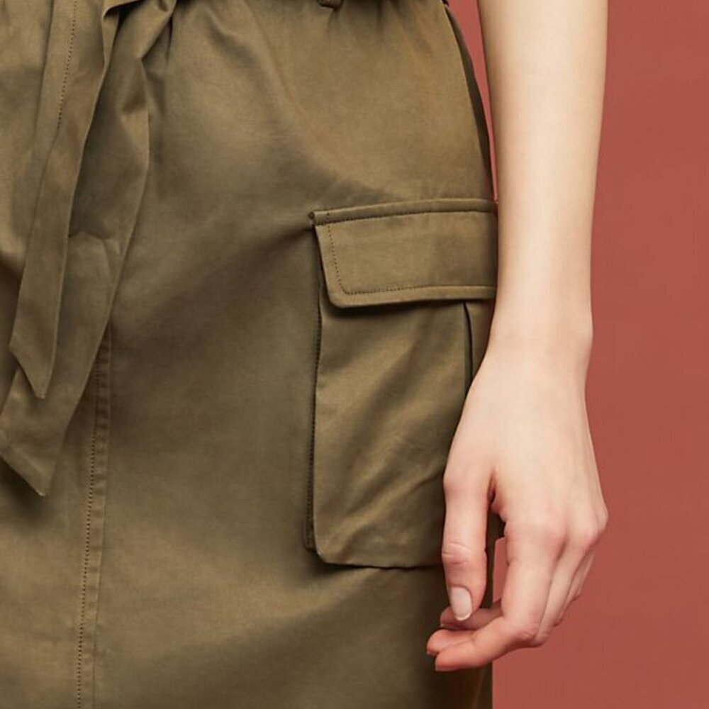 NWT Anthropologie Belted Utility Mini Skirt (Olive Green) by ISLA MAUDE - Picture 2 of 7